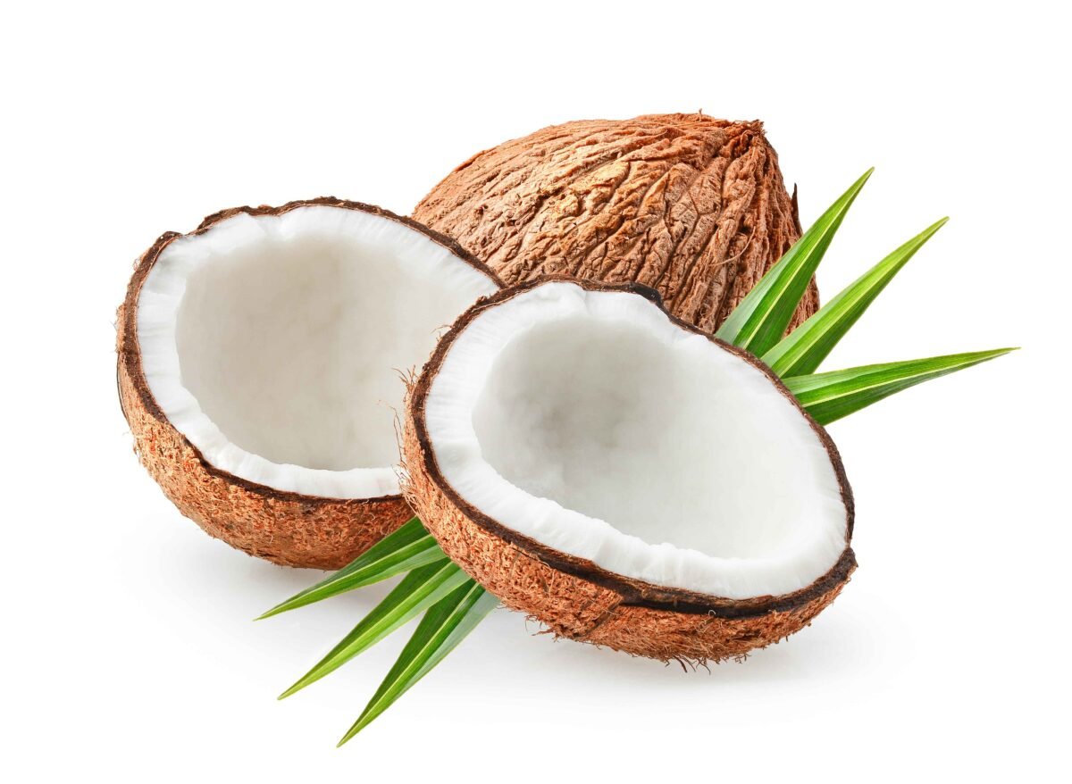 Dehusked and whole Indian coconuts prepared for global shipment by RDS ENTERPRISES.