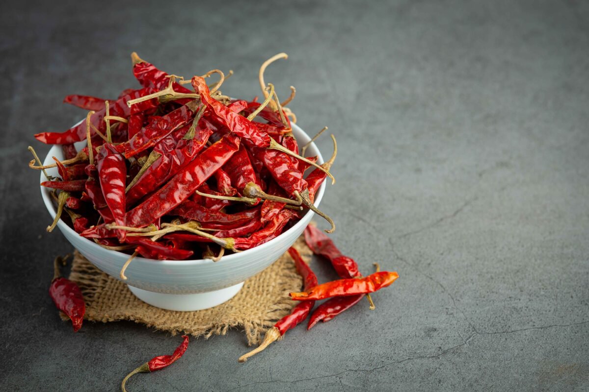 Export-quality Indian red chillies packed for international spice markets by RDS ENTERPRISES.