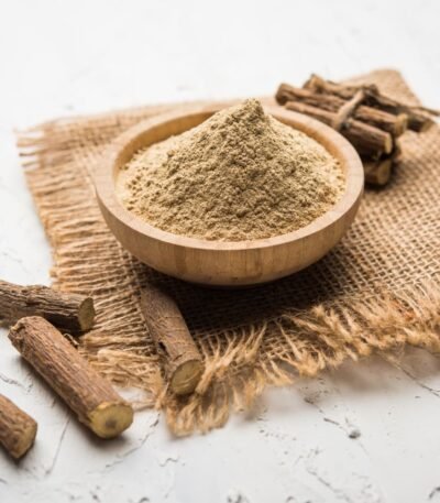 Licorice Root Extract text displayed, representing the skincare ingredient.
